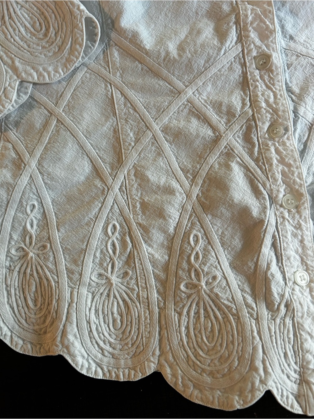 Soft Surroundings White Embroidered V-Neck Button Front Top - Picture 5 of 9